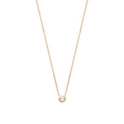 Collier Cristal Solitaire Oxyde de Zirconium Plaqué Or 18 Carats