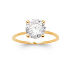Bague Solitaire Cristal Carré En Plaqué Or 18 CARATS T50-52-54-56-58-60-62-64