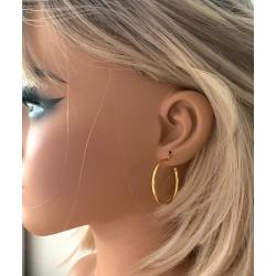 Créoles Lisses Diamètre 3cm En Acier Inoxydable PVD Doré