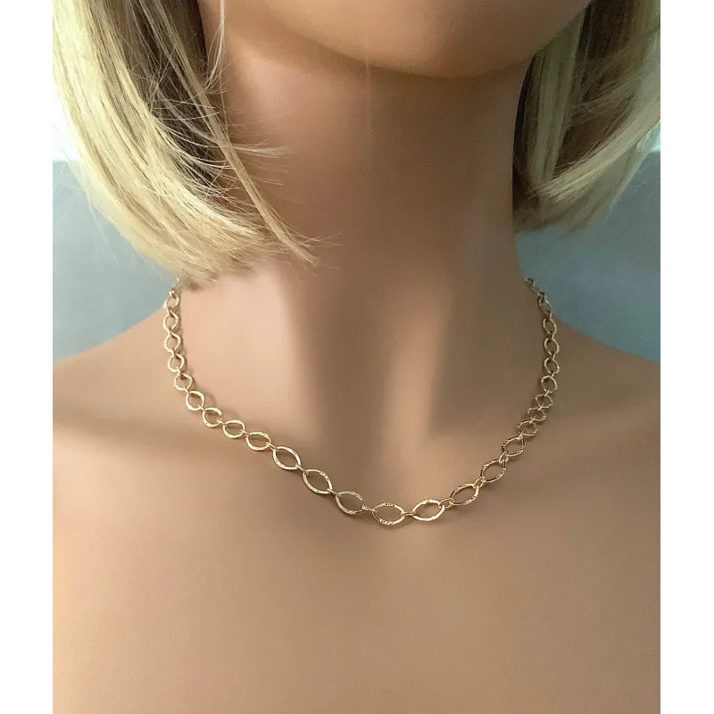Collier Chaîne Maillons Ovales En Plaqué Or 18 Carats 750/000