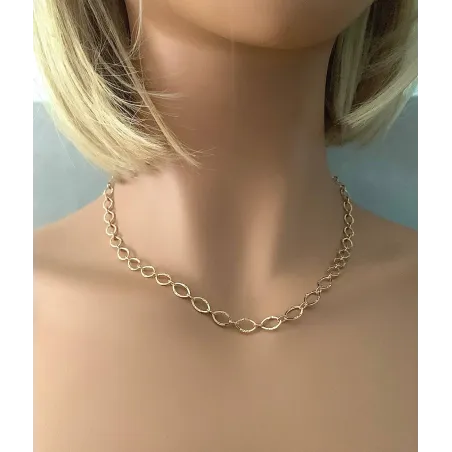 Collier Chaîne Maillons Ovales En Plaqué Or 18 Carats 750/000