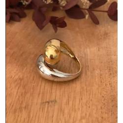 Bague Bicolore Goutte D'eau Plaqué Or 18 Carats T50 à 60