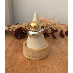 Bague Bicolore Goutte D'eau Plaqué Or 18 Carats T50 à 60