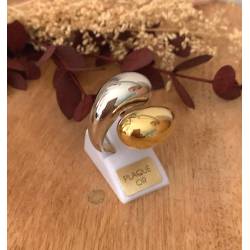 Bague Bicolore Goutte D'eau Plaqué Or 18 Carats T50 à 60