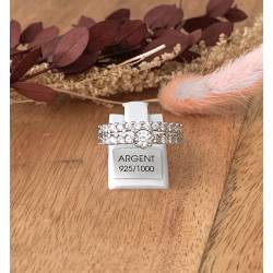 Bague Solitaire effet 2 en 1 Reflets Brillants Argent Massif 925/1000 T 50 à 60