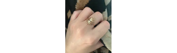 Bague Forme Soleil Motif Œil Cristal En Plaqué or 18 Carats Tailles Choix