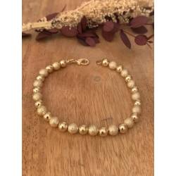 Bracelet Chute Boules Lisses et Granitées En Plaqué or 750/1000