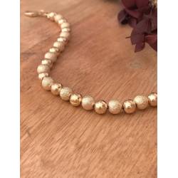 Bracelet Chute Boules Lisses et Granitées En Plaqué or 750/1000