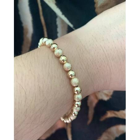 Bracelet Chute Boules Lisses et Granitées En Plaqué or 750/1000