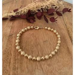 Bracelet Chute Boules Lisses et Granitées En Plaqué or 750/1000