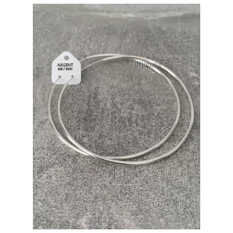 Boucles D'oreilles Grandes Créoles Diamètre 8cm En Argent Massif 925/1000