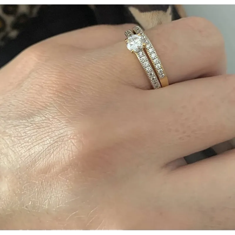 Bague Alliance Solitaire Dolly-Bijoux - Diamant Cz 5mm, Plaqué Or 18K 5 Microns - Taille 52, Neuf