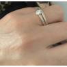 Bague Solitaire Double Anneau Plaqué Or T 50-52-54-56-58-60
