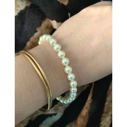 Bracelet Perle De Majorque 19CM et Plaqué Or 18 Carats