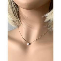 Collier Cristal Solitaire Oxyde de Zirconium Plaqué Or 18 Carats