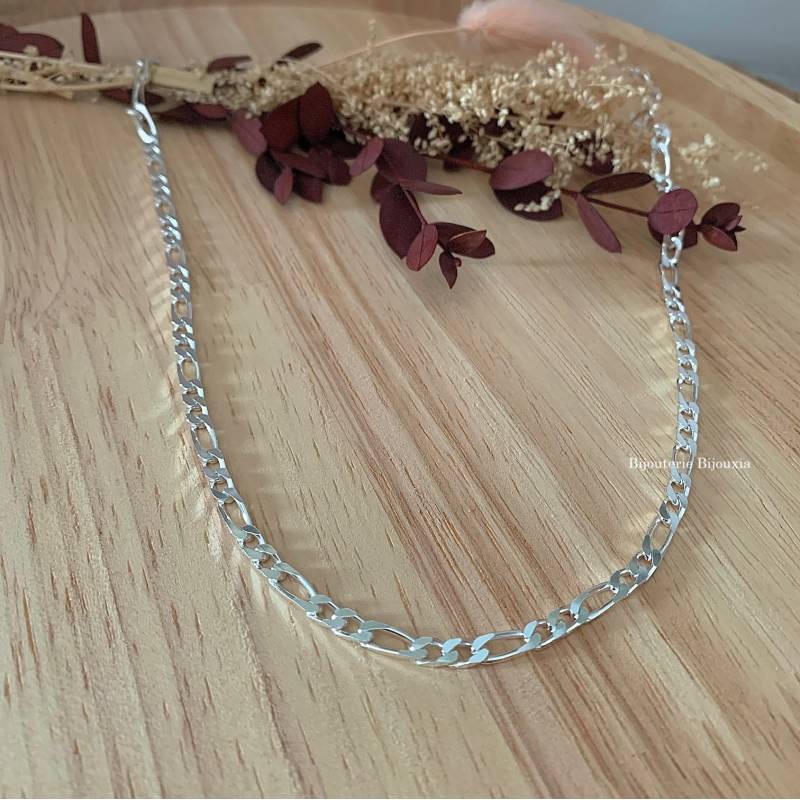 Chaîne Maille Alternée 1-2 Figaro 50CM X 3,5MM En Argent Massif 925/1000