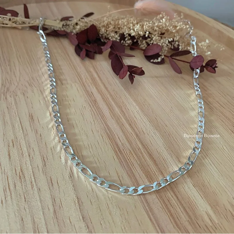 Chaîne Maille Figaro Argent 925/1000 - 50cm X 3.5mm - Bijouxia Neuf Avec Étiquettes