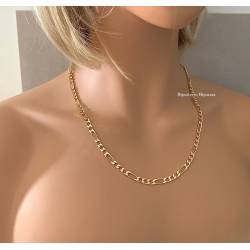 Chaîne Figaro 4MM X 50CM Plaqué or 18 Carats 750/1000 Bijoux