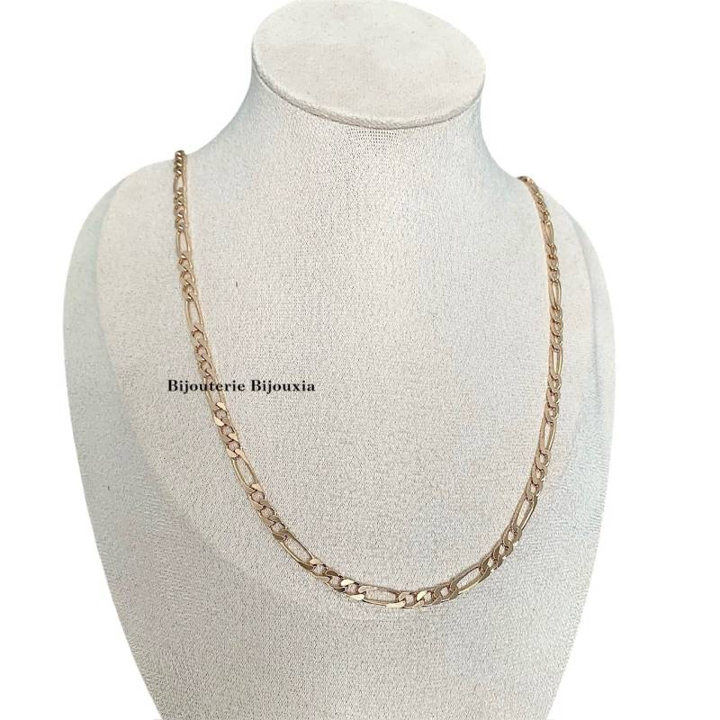 Chaîne 50 cm Figaro diamantée Plaqué or 18 Carats 750/000