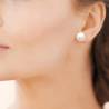Boucles D'oreilles Grosses Perles 12MM Plaqué Or 18 Carats 750/000