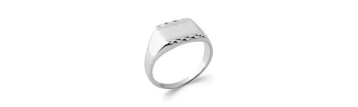 Bague Chevalière Argent Massif 925/1000 Rhodié, Poinçonné
