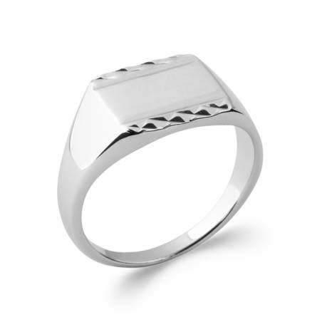 Bague Chevalière Argent Massif 925/1000 Rhodié, Poinçonné