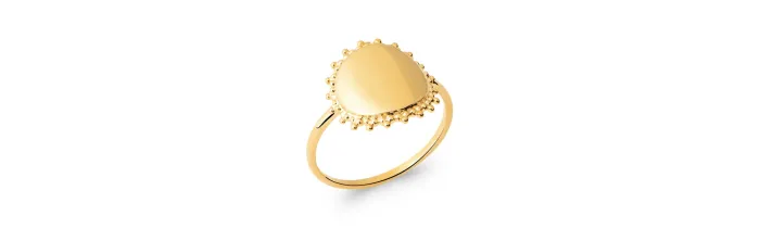 Bague Pièce Médaille Motif Soleil En Plaqué or 18 Carats Bijoux T50 à 60