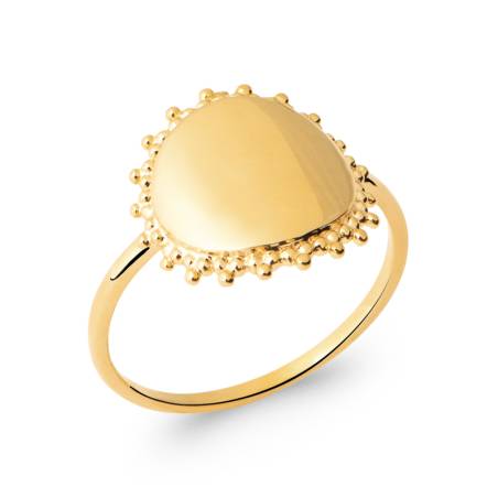 Bague Pièce Médaille Motif Soleil En Plaqué or 18 Carats Bijoux T50 à 60