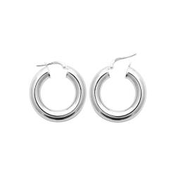Boucles D'oreilles Créoles 2,5CM En Argent Massif 925/000 Rhodium