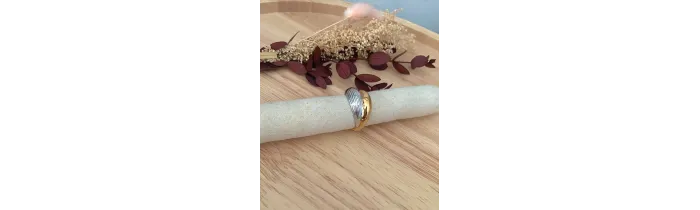 Bague Bicolore Effet 2 Anneaux En Plaqué or 18 CARATS 750/000 Tailles 50 à 60