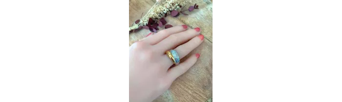 Bague Bicolore Effet 2 Anneaux En Plaqué or 18 CARATS 750/000 Tailles 50 à 60