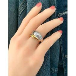 Bague Bicolore Effet 2 Anneaux En Plaqué or 18 CARATS 750/000 Tailles 50 à 60