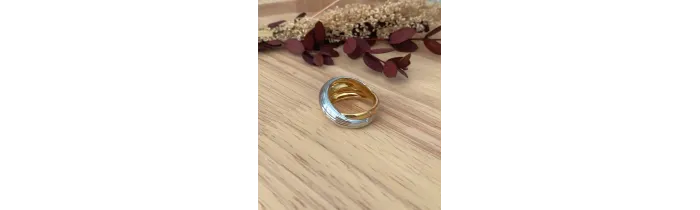 Bague Bicolore Effet 2 Anneaux En Plaqué or 18 CARATS 750/000 Tailles 50 à 60