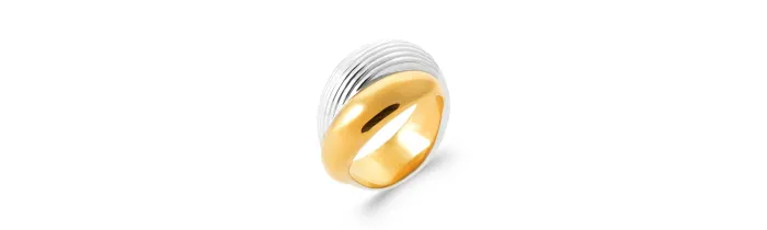 Bague Bicolore Effet 2 Anneaux En Plaqué or 18 CARATS 750/000 Tailles 50 à 60