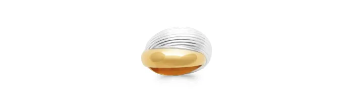 Bague Bicolore Effet 2 Anneaux En Plaqué or 18 CARATS 750/000 Tailles 50 à 60