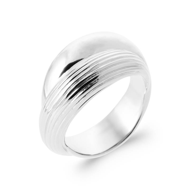 Bague Large Effet 2 Anneaux En Argent Massif 925/000 Rhodié Tailles 50 à 60