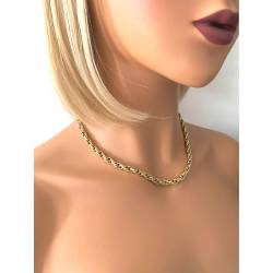 Collier maille palmier 45cm en acier inoxydable PVD doré