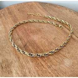 Collier maille palmier 45cm en acier inoxydable PVD doré