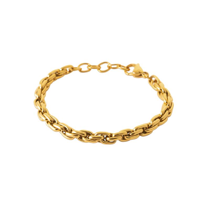 Bracelet maille palmier 21cm en acier inoxydable PVD doré MIXTE