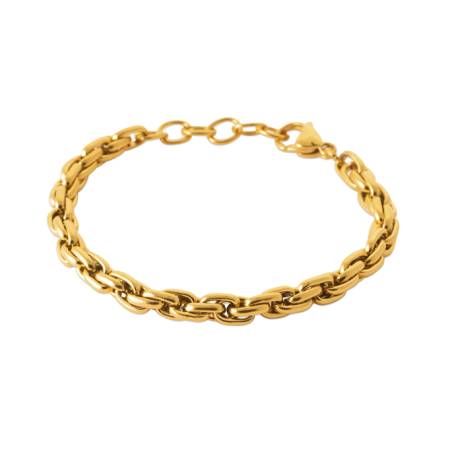 Bracelet maille palmier 21cm en acier inoxydable PVD doré MIXTE