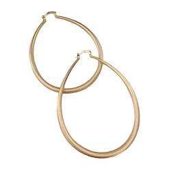 Boucles D'oreilles Grandes Créoles Ovales Striées 8,3CM Plaqué Or Bijoux Femme