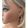 Boucles d'oreilles grains de café et cercles en argent 925/1000 rhodié