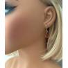 Boucles d'oreilles dormeuses argent 925/1000 rhodié pierre d'ambre