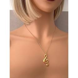 Pendentif Grande Clé De Sol Robuste En Plaqué or 18 Carats 750/000