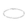 Bracelet 21CM X 4mm Maille Figaro Diamantée Argent Massif RHODIUM