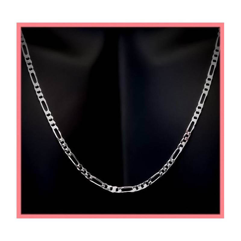 Chaîne Maille Figaro 60CM X 3MM Argent Massif 925 RHODIUM