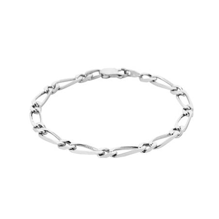 Bracelet 21CM x 5MM Maille Figaro Alternée 1-1 Argent Massif 925/1000 RHODIUM