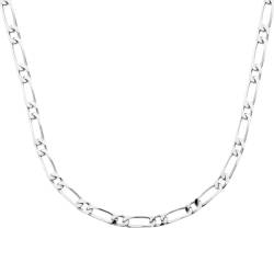 Chaîne 55CM X 6mm Figaro Diamantée Argent Massif RHODIUM Haute Qualité