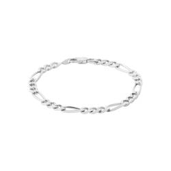 Bracelet 21CM X 5mm Maille Figaro Diamantée Argent Massif RHODIUM