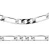 Chaîne 60CM X 5mm Maille Figaro Diamantée En Argent Massif RHODIUM